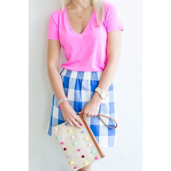 ✨J Crew Blue-White Check Sidewalk Mini Sz 8 Skirt Ruffle✨ - Picture 2 of 9